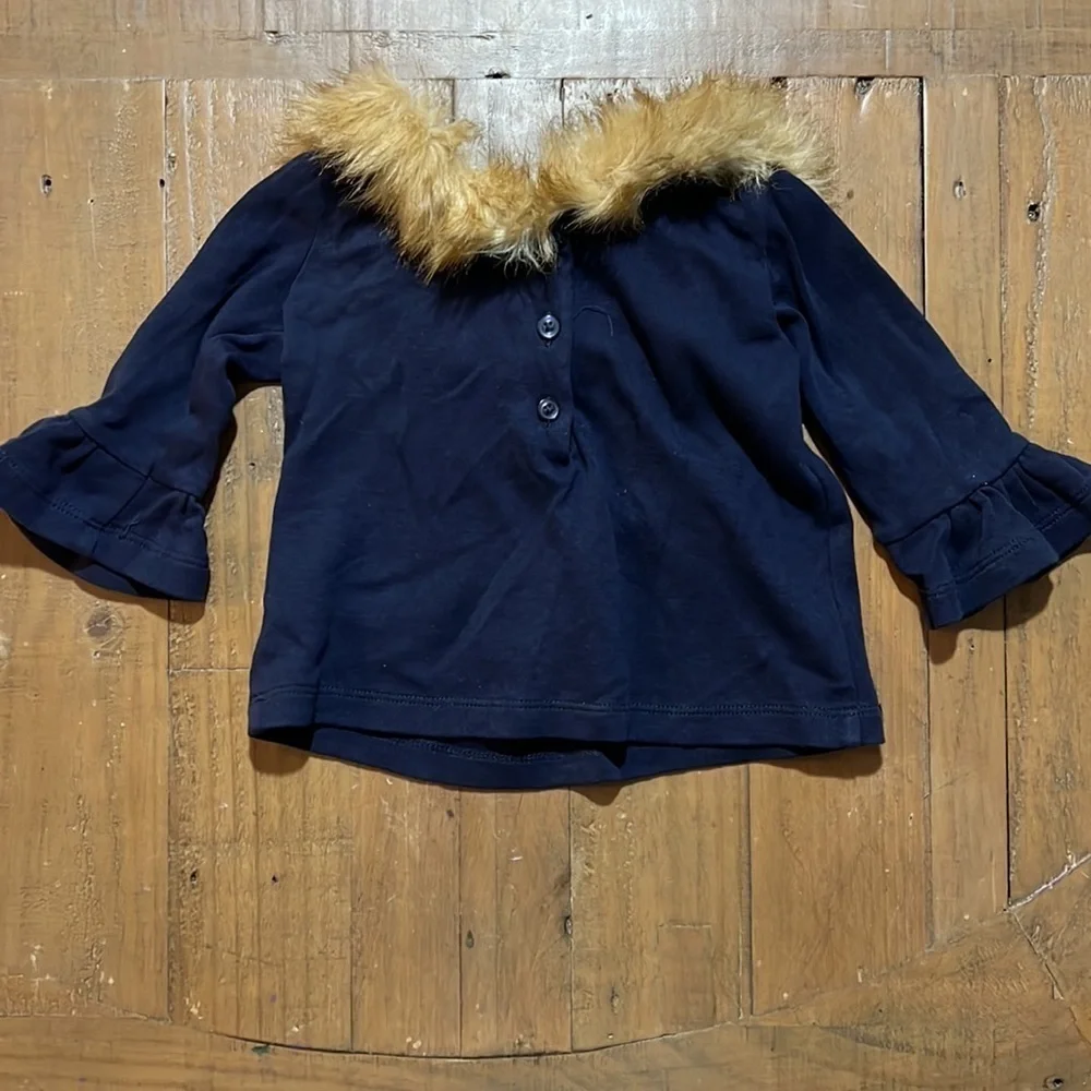 Janie and jack faux fur collar shirt